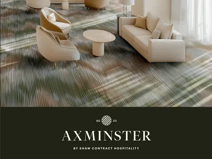 Elegant Axminster carpet in a sophisticated hospitality setting Luxurious hospitality lounge with Axminster carpet and modern seating