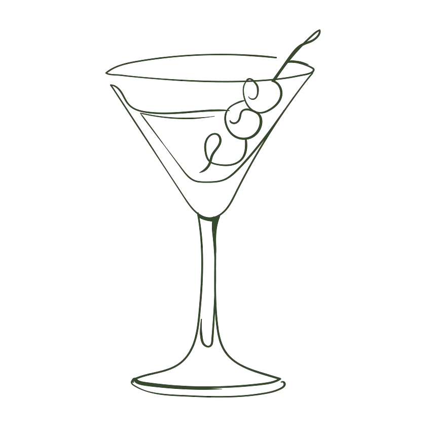 Page Not Found Illustration Martini glass with olives