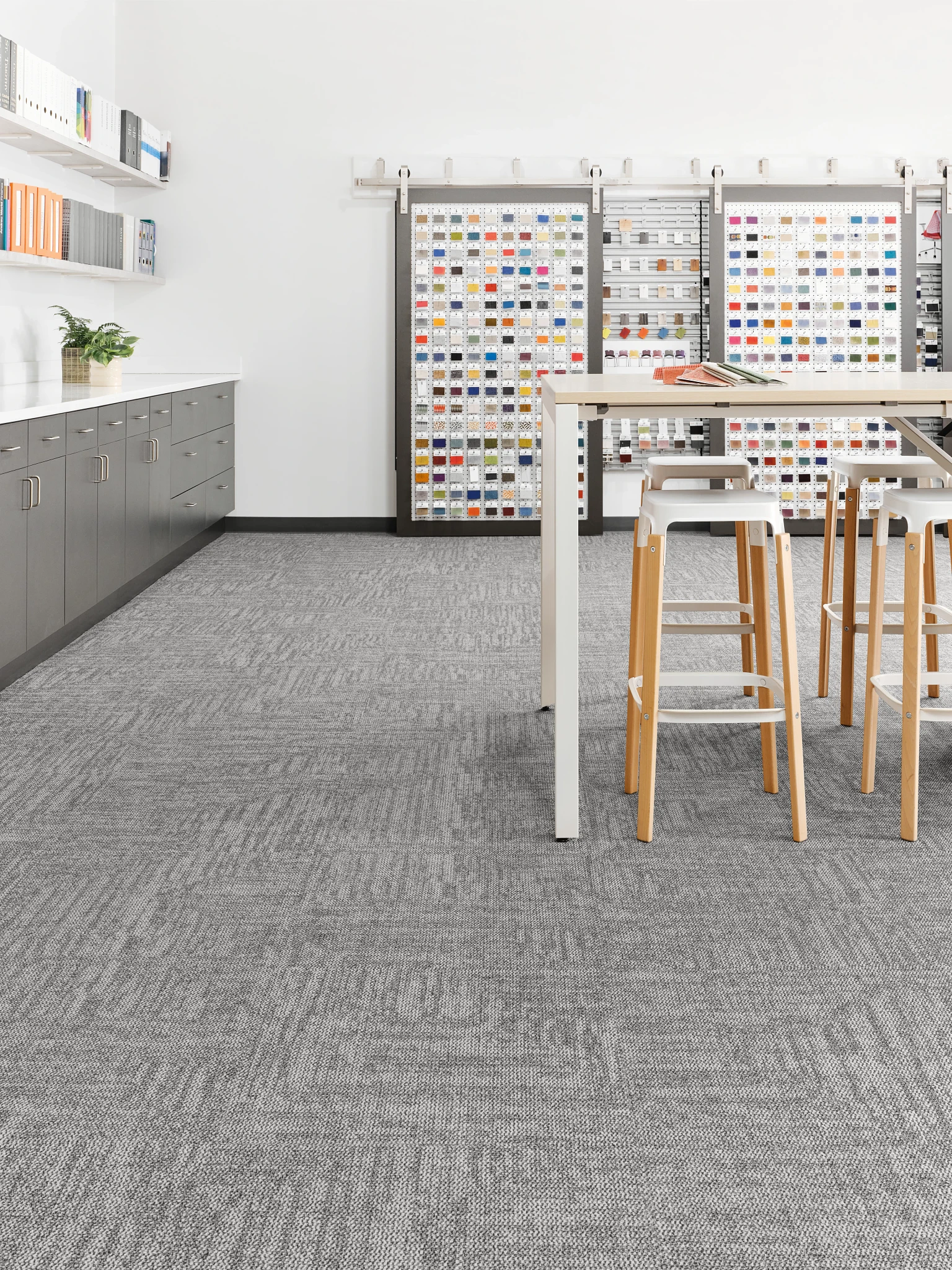 Community area with high table and stool seating