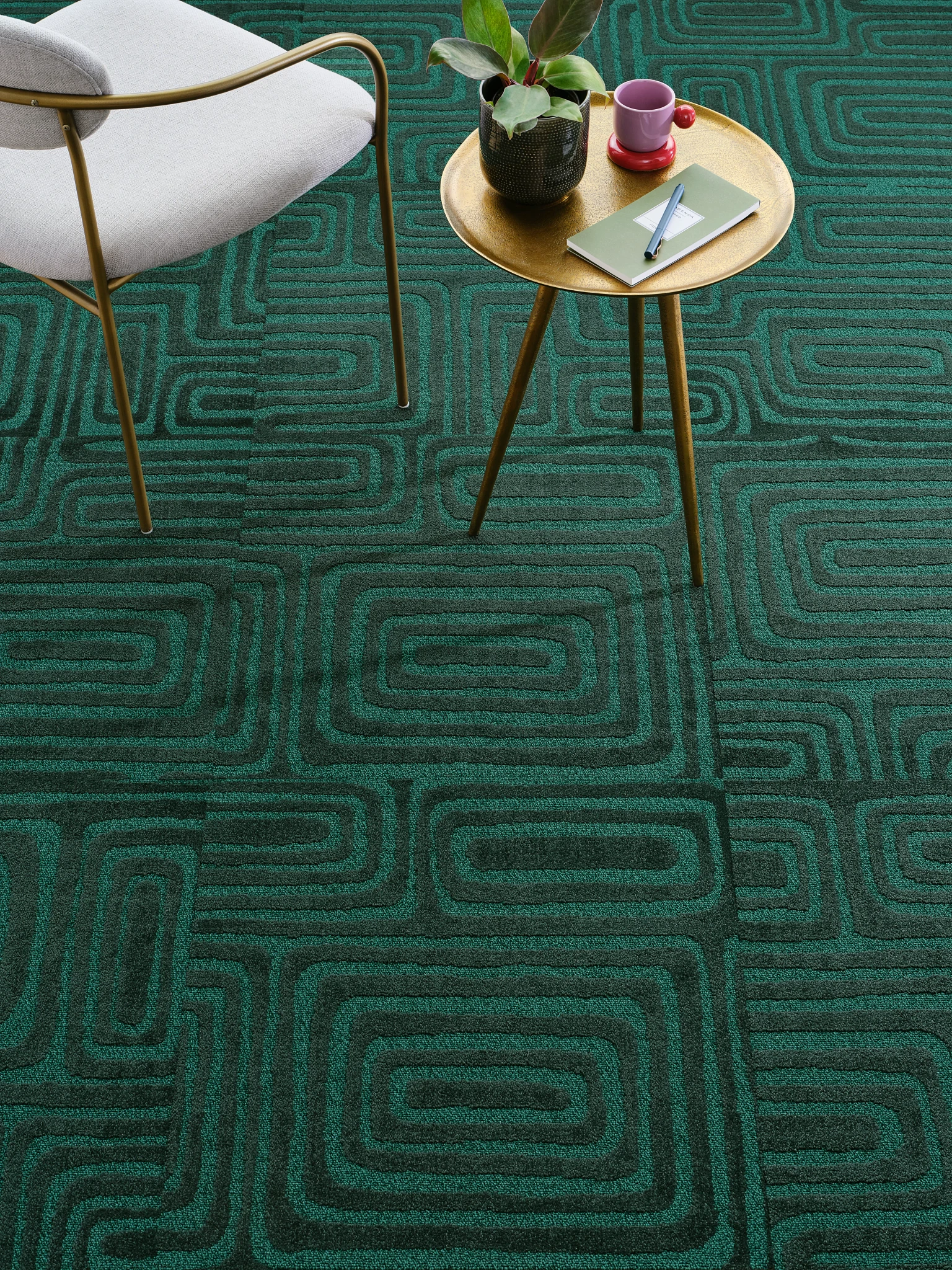 green carpet tile