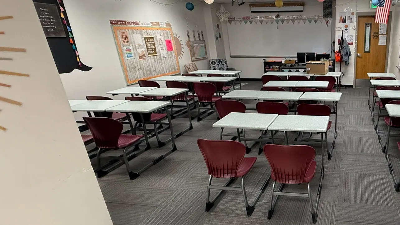 classroom with custom carpet tile