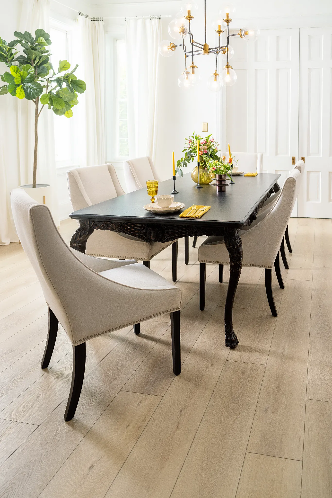Elegant dining room with Coretec Residential SPC vinyl flooring