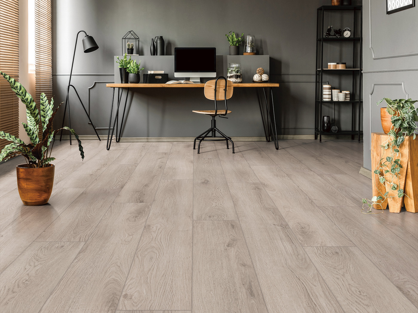 Mellow Grey flooring, shown in a room