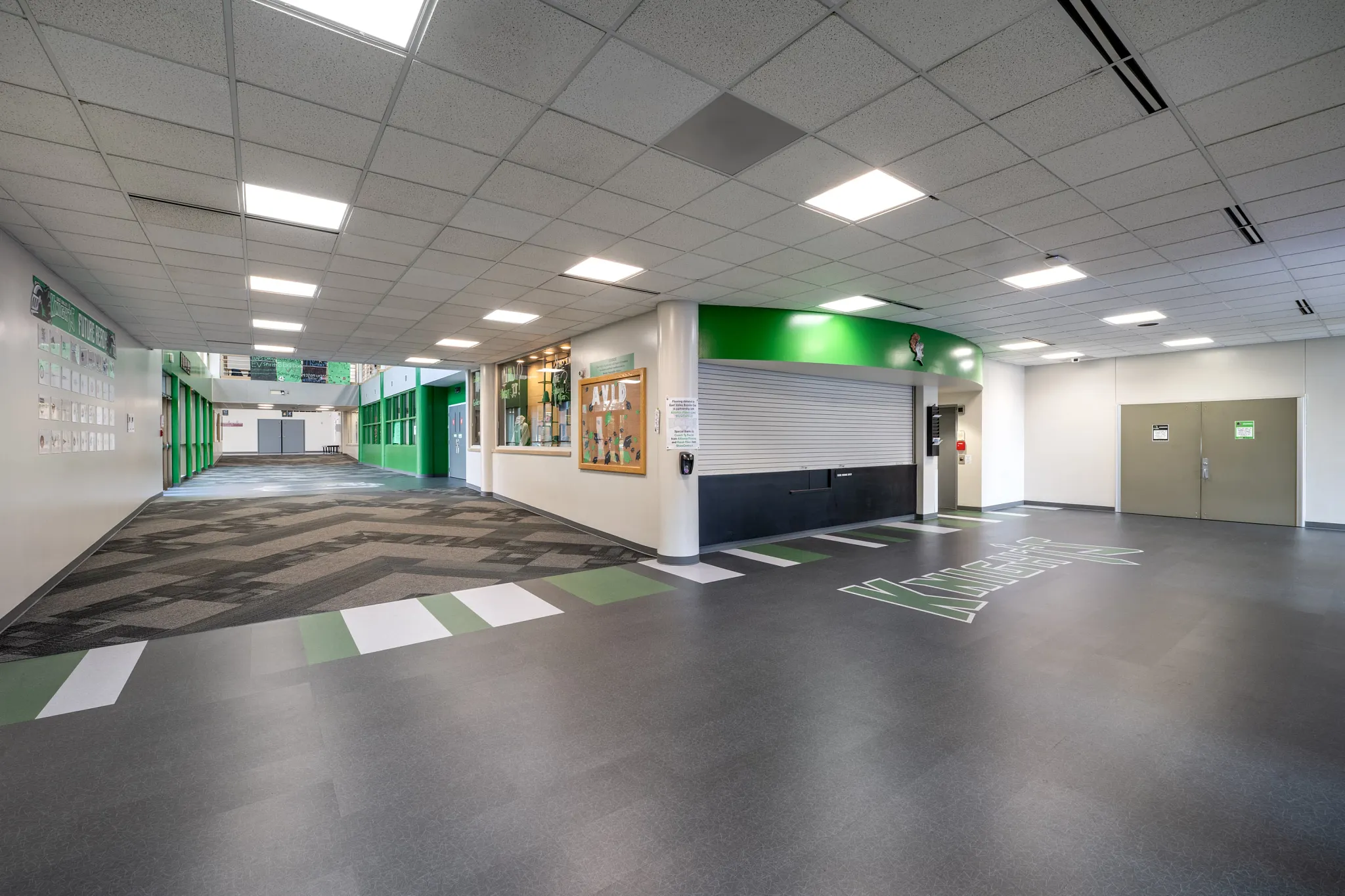 Education facility with heavy commercial luxury vinyl tile flooring