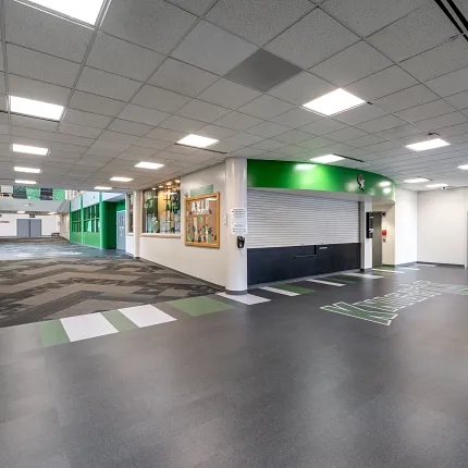 Durable LVT flooring in educational spaces Education facility with heavy commercial luxury vinyl tile flooring