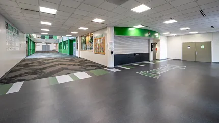 Durable LVT flooring in educational spaces Education facility with heavy commercial luxury vinyl tile flooring