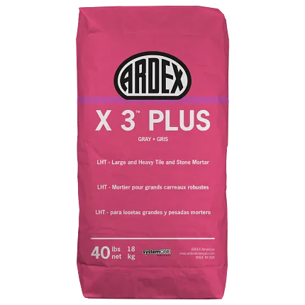 ARDEX X 3 Plus mortar for robust tile installations ARDEX X 3 Plus large and heavy tile mortar bag