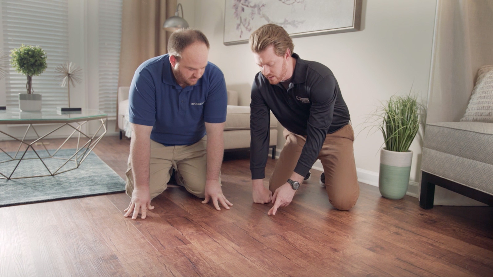 Man going over cleaning details with a client