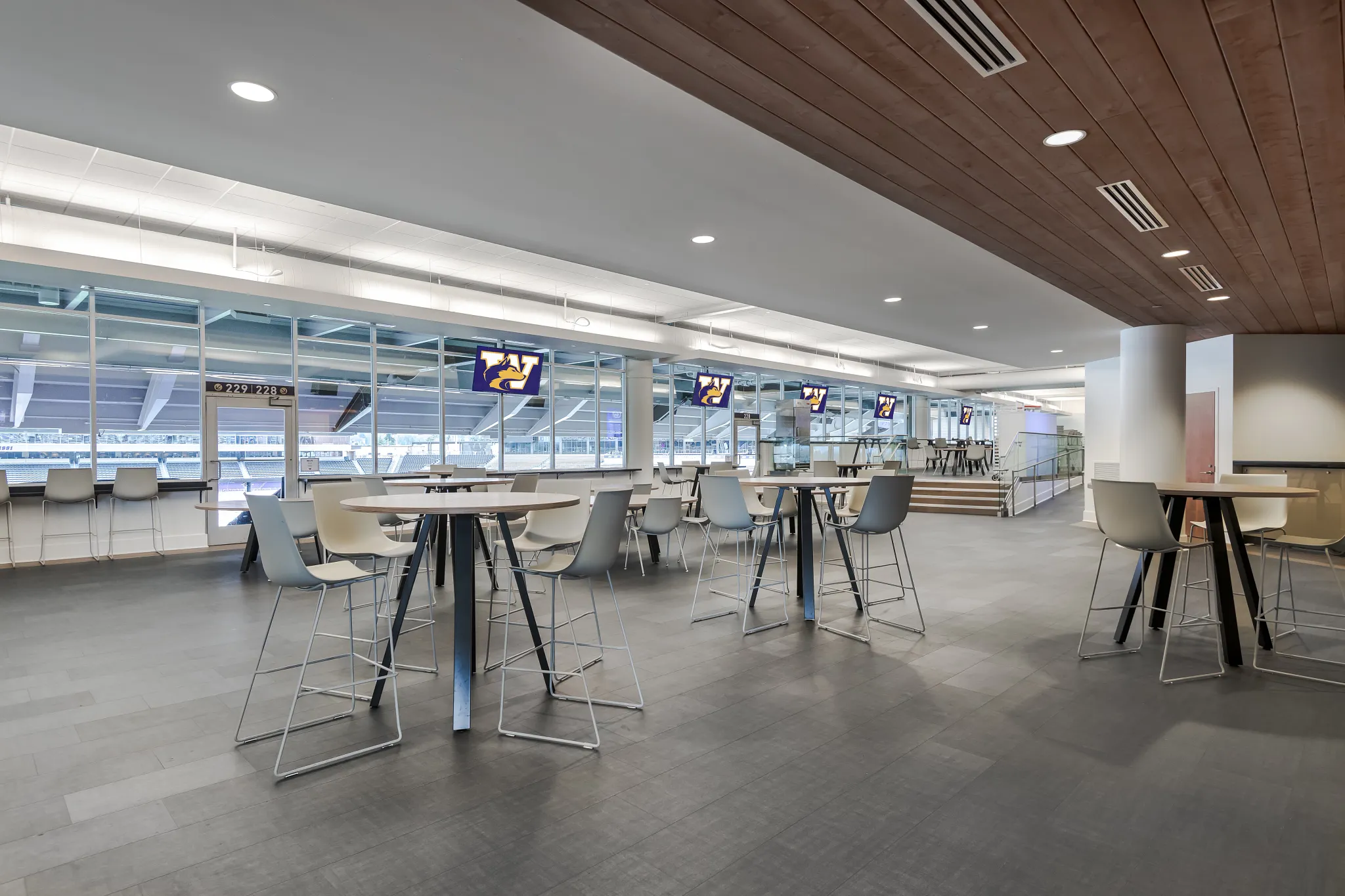 Modern education facility with sleek furniture and commercial flooring