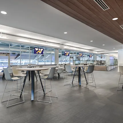 Education Facility with Rigid Core Commercial Flooring 23.46x11.73 inch Modern education facility with sleek furniture and commercial flooring