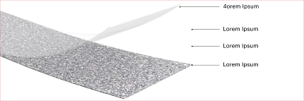Flooring construction with labeled layers for durability Detailed view of flooring layers with labeled components