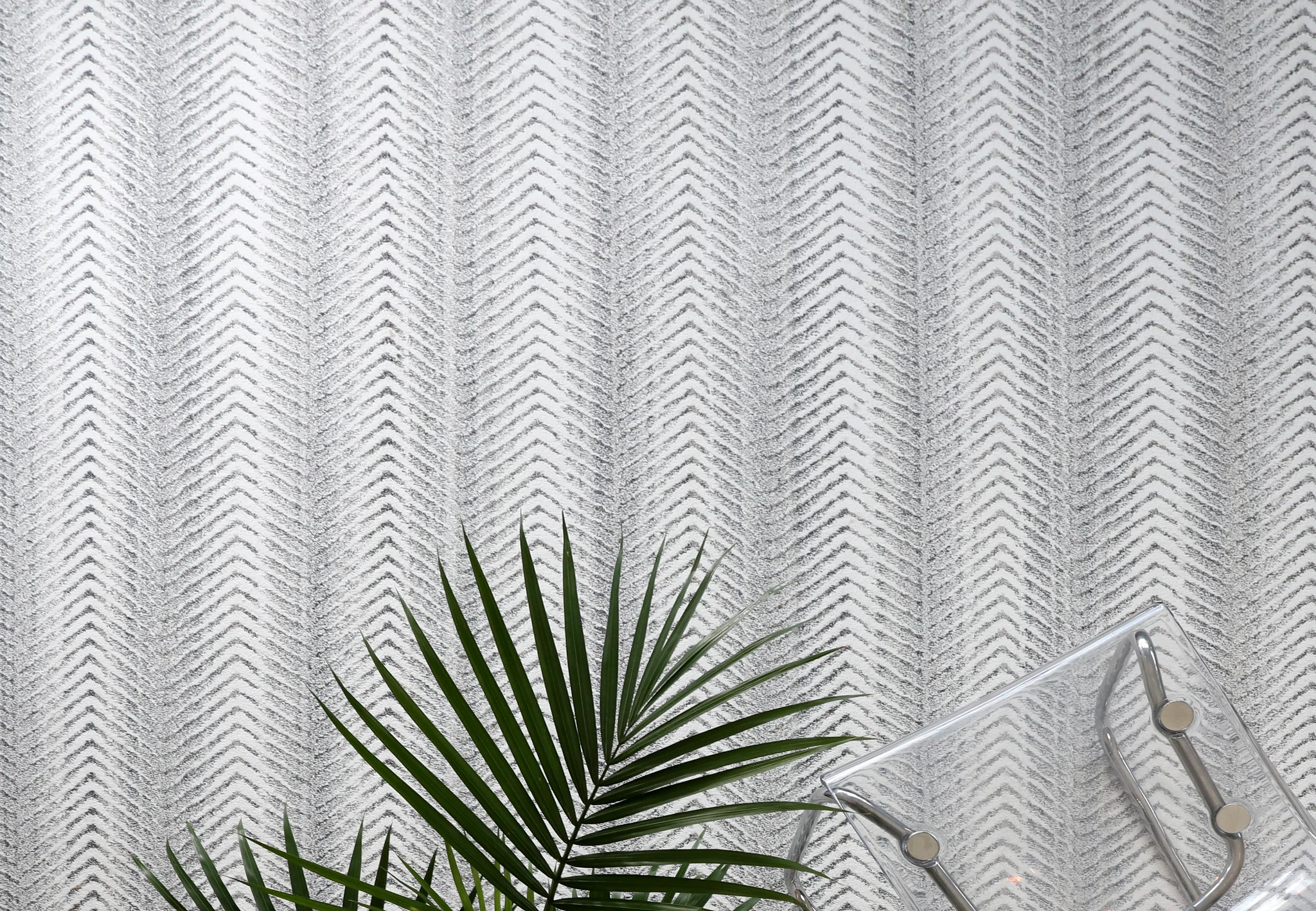 White textured carpet with chevron pattern