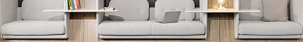 Light Gray Commercial Carpet Tile in Modern Seating Area Manifest Tile in Oat + Sisal