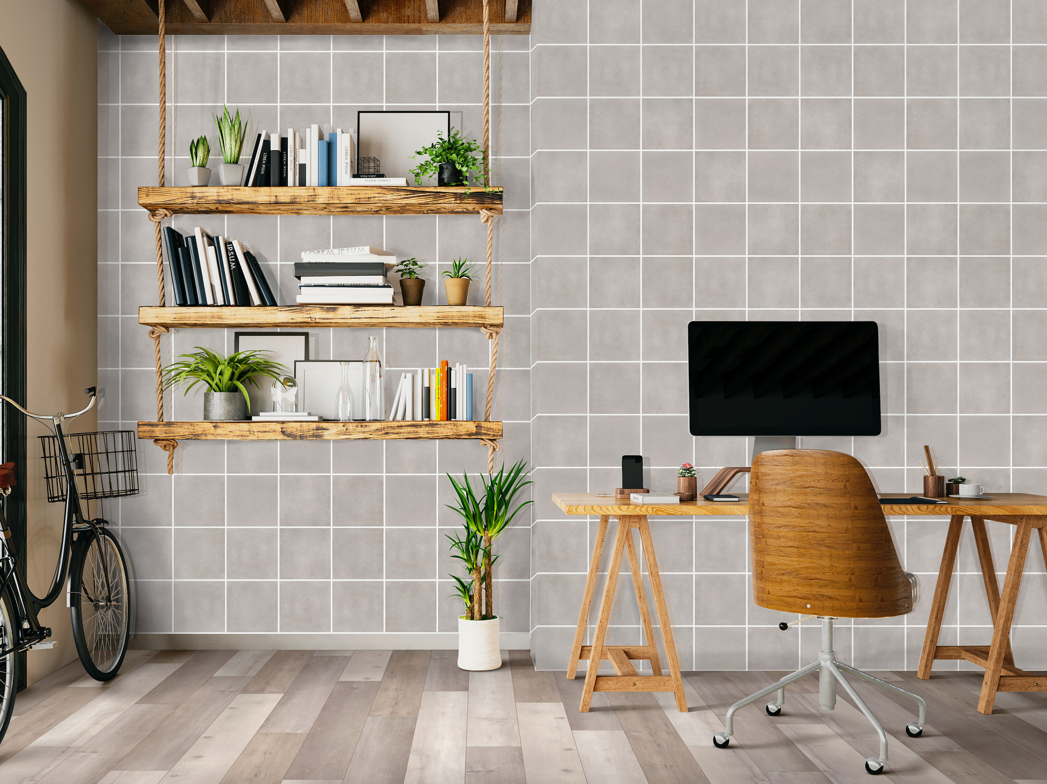 HALFTONE 8X8 GLOSS CLOUD WHITE ROOM