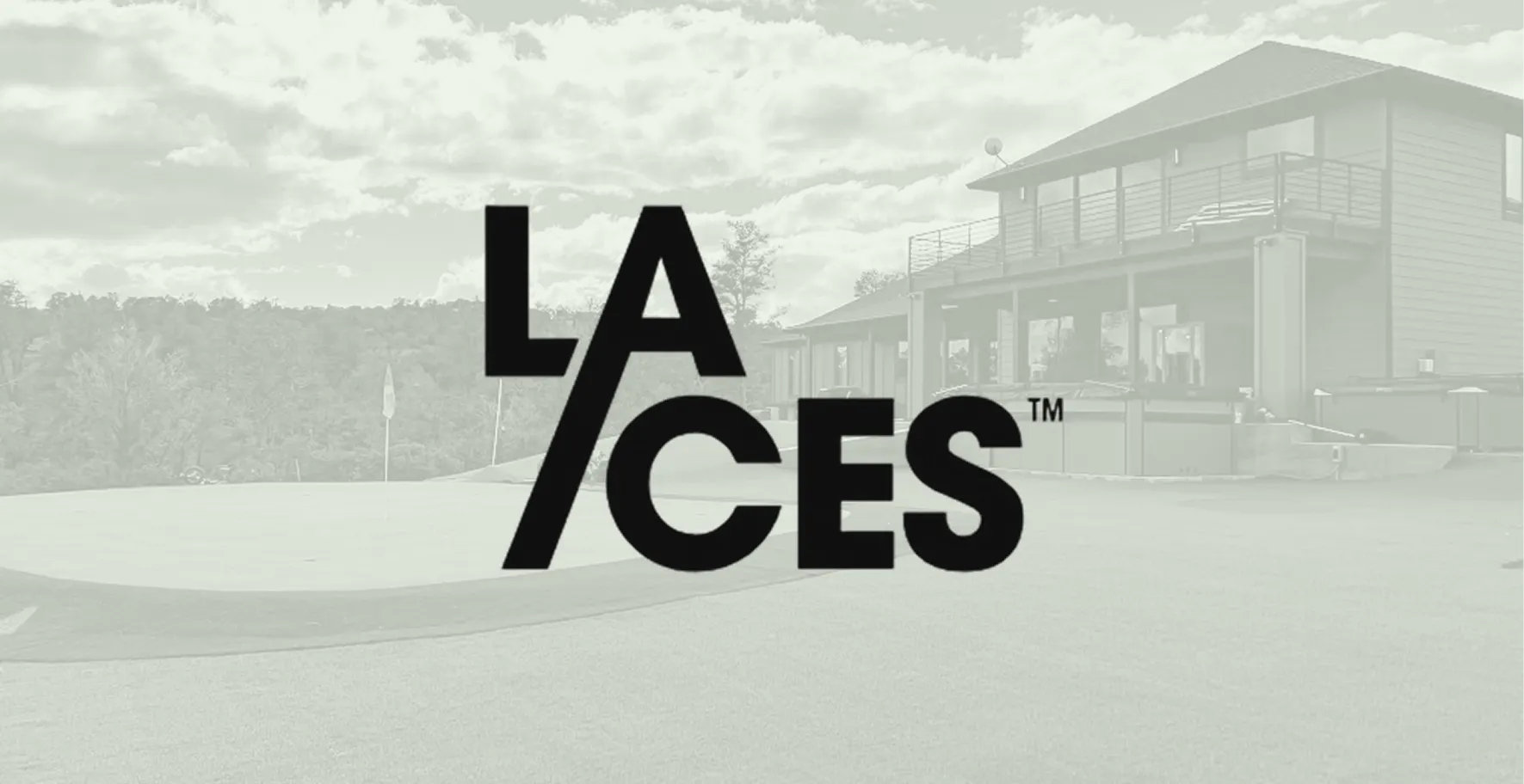 Laces logo with modern building in background