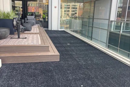 Modern outdoor flooring for urban spaces Outdoor patio with dark textured flooring