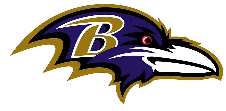 Baltimore Ravens logo featuring a stylized raven head with a purple