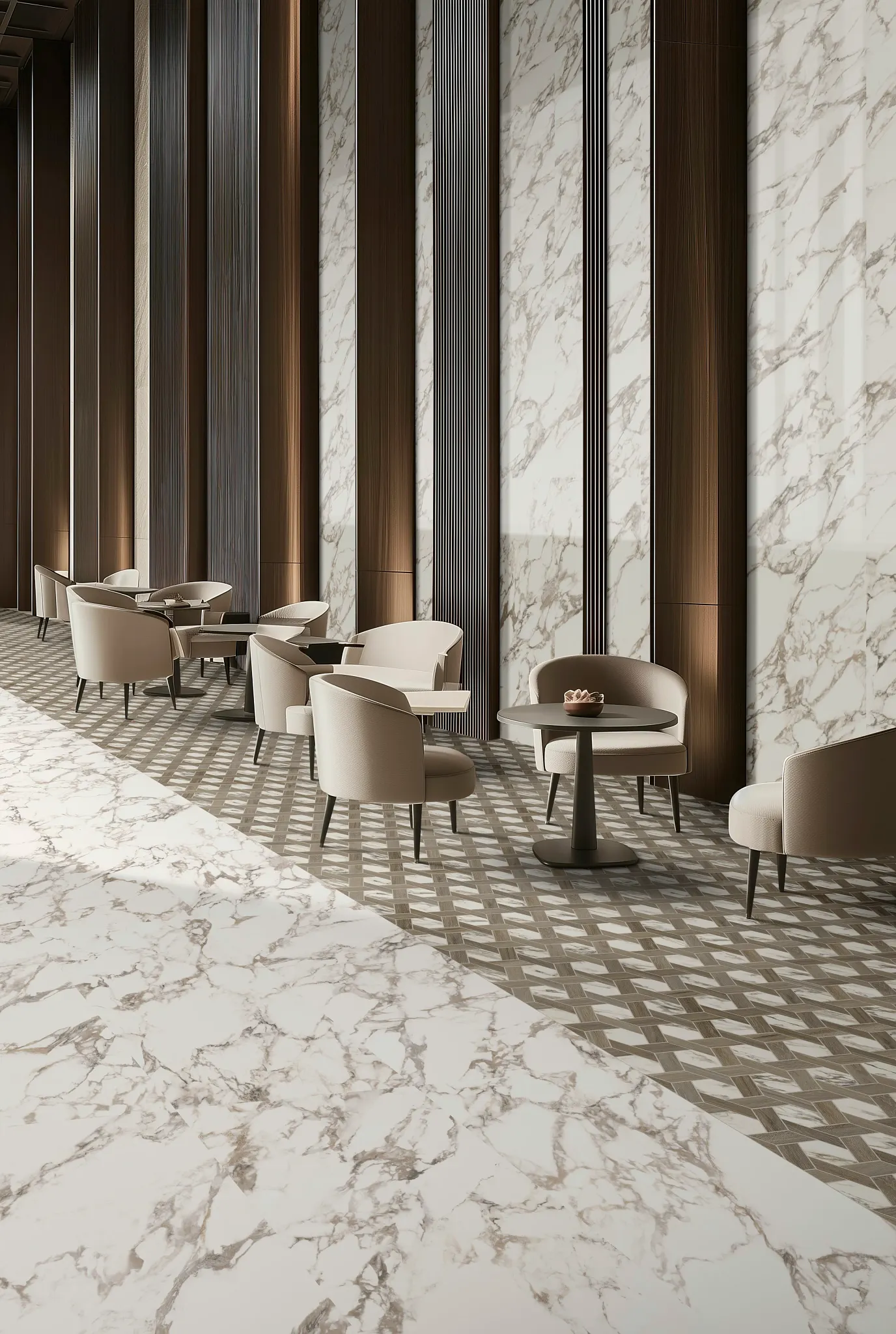 Porcelain tile flooring in a modern hospitality setting