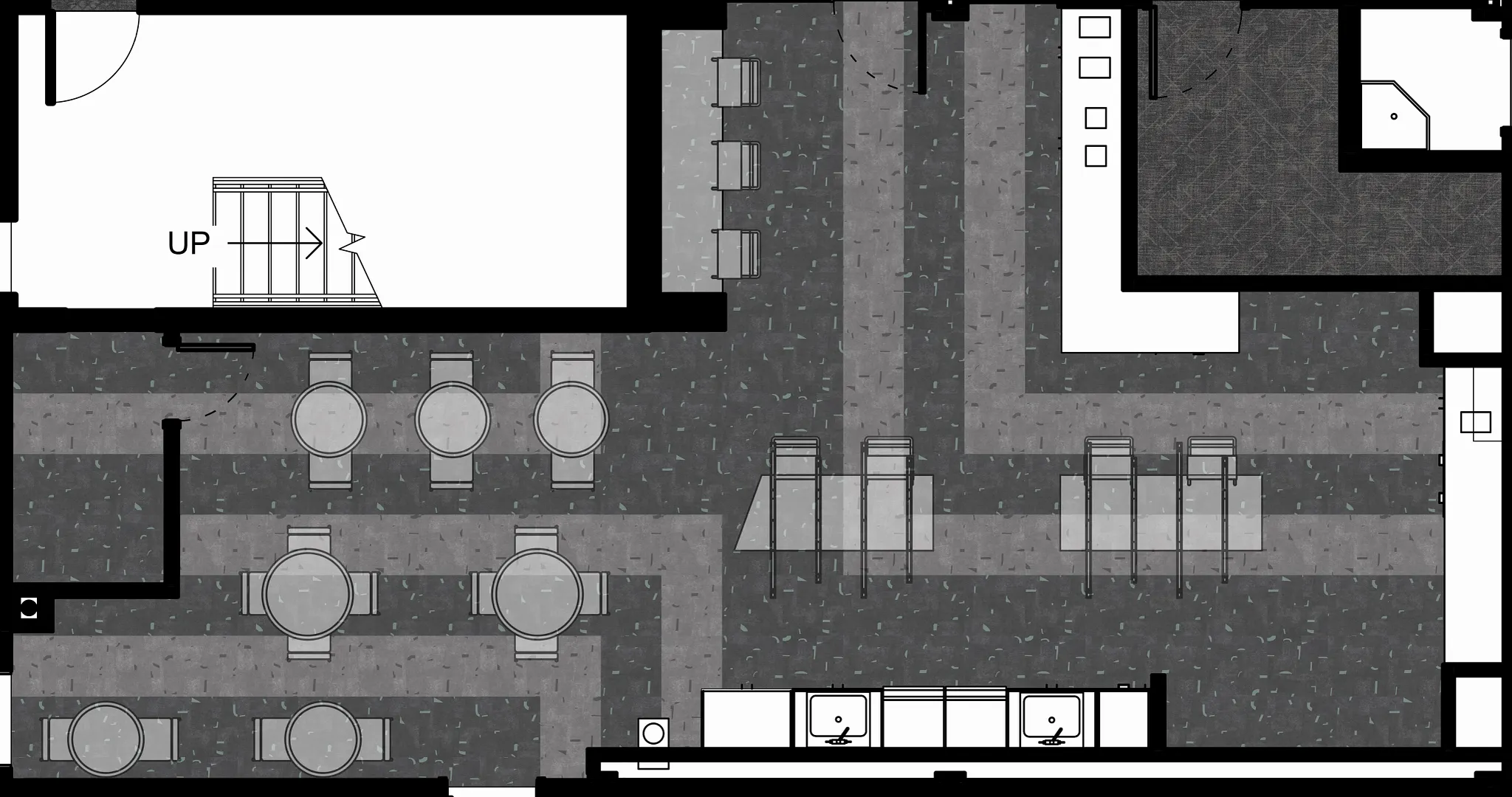 Floor plan with dark and light gray flooring pattern
