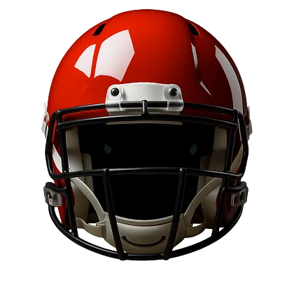 Red Football Helmet with Black Faceguard Red football helmet with black faceguard
