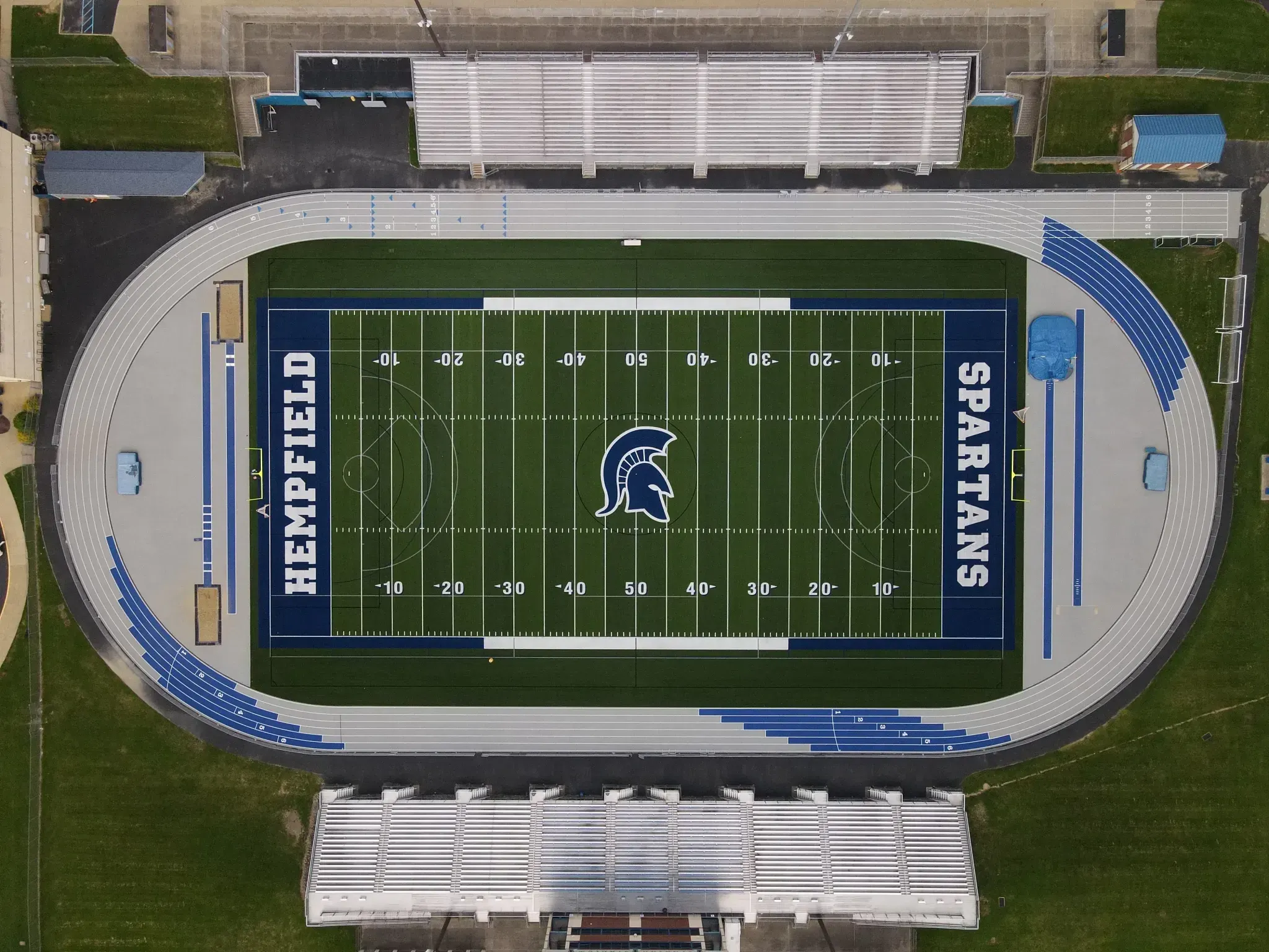 Aerial view of Hempfield Spartans football field and track