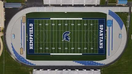 Hempfield Spartans stadium and track overview Aerial view of Hempfield Spartans football field and track
