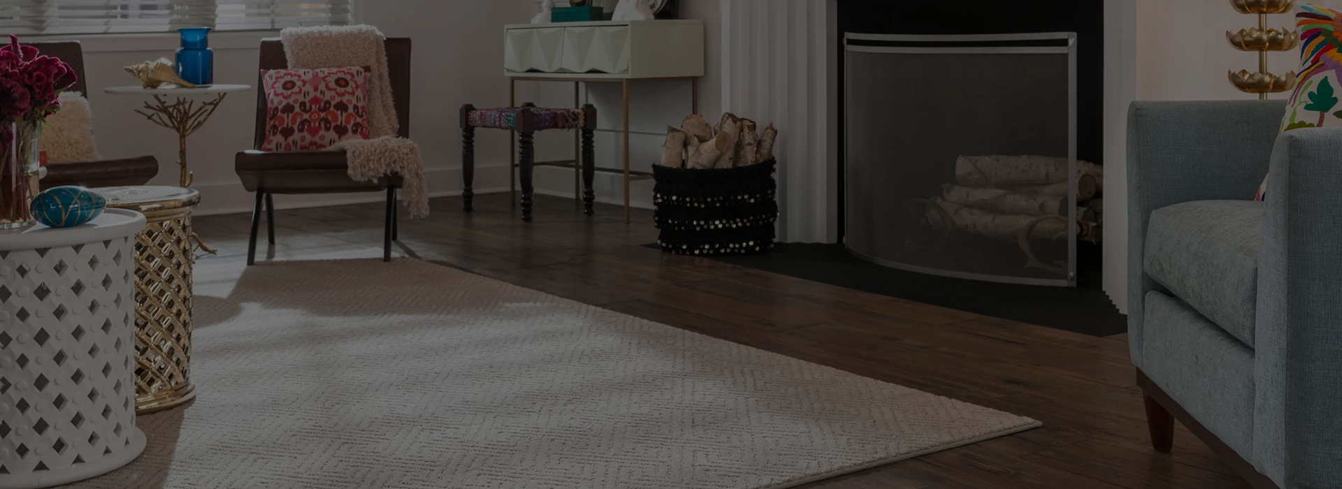 Living room with colorful furniture and pillows