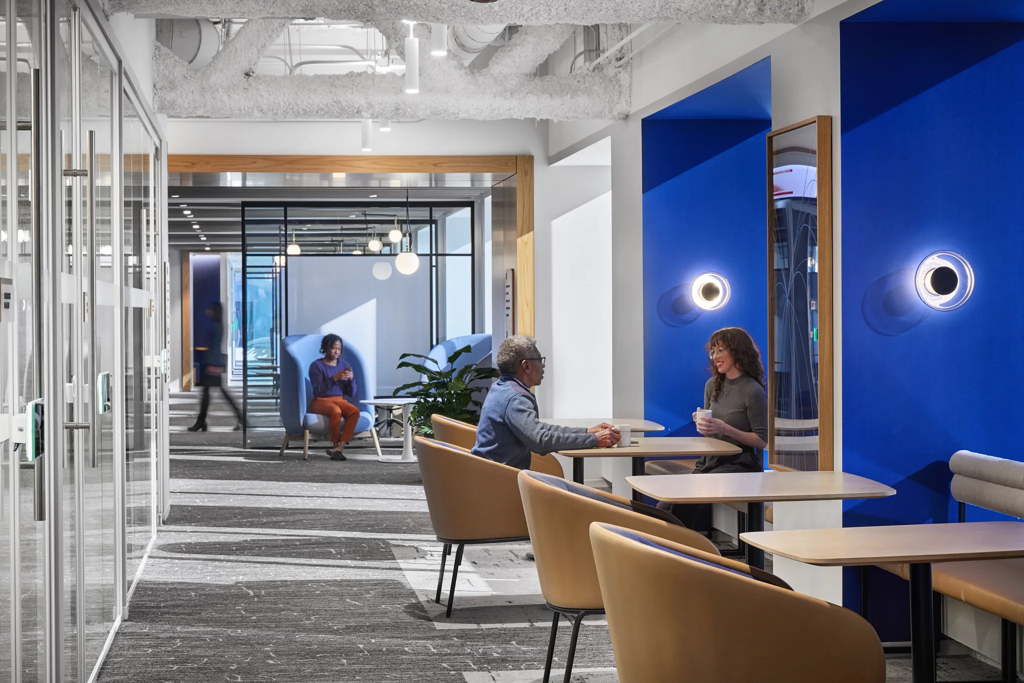 Office space with grey carpet tile