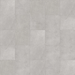 A gray vinyl tile floor with a stone look