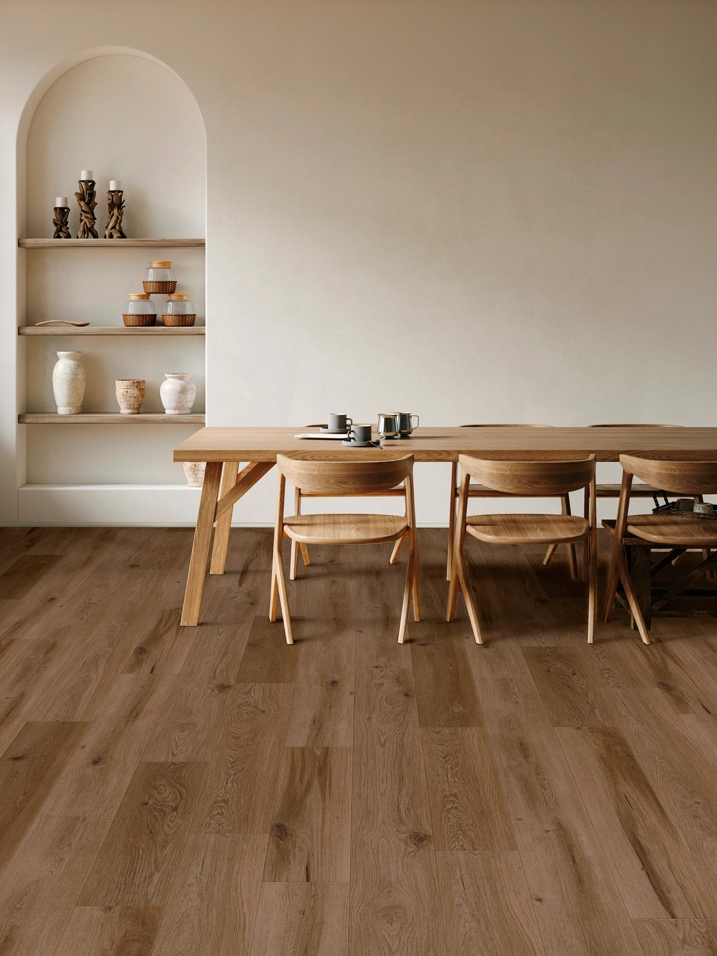 Cinnamon Bark Oak flooring, shown in a room
