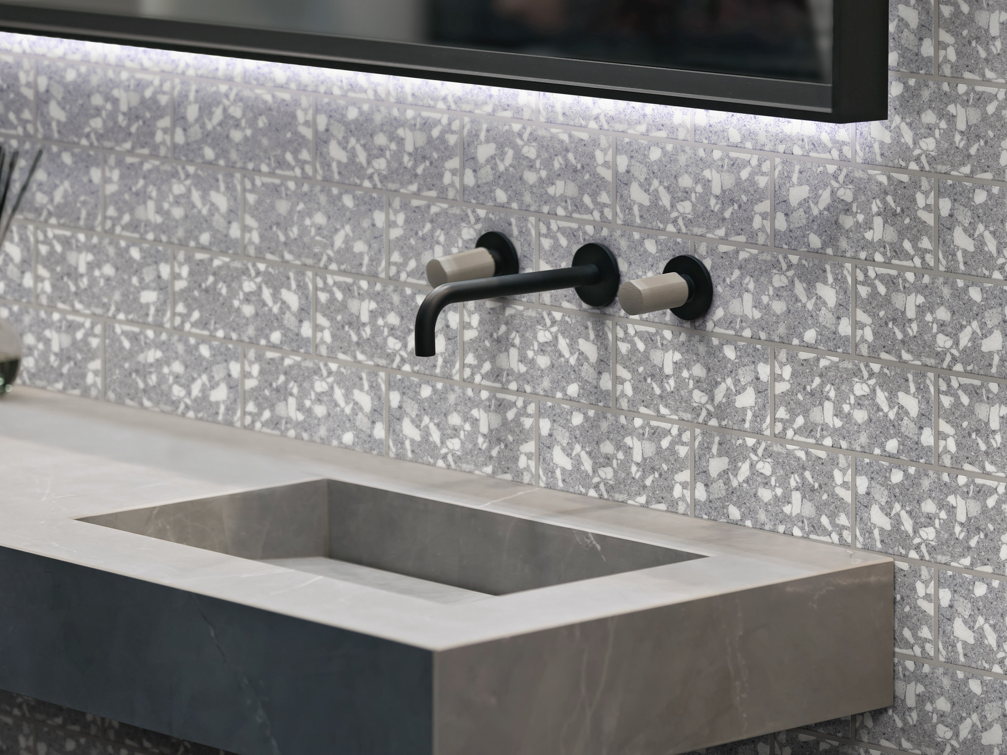 LUXE MODERNE 3X6 WALL TILE MACHINE AGE GREY ROOM