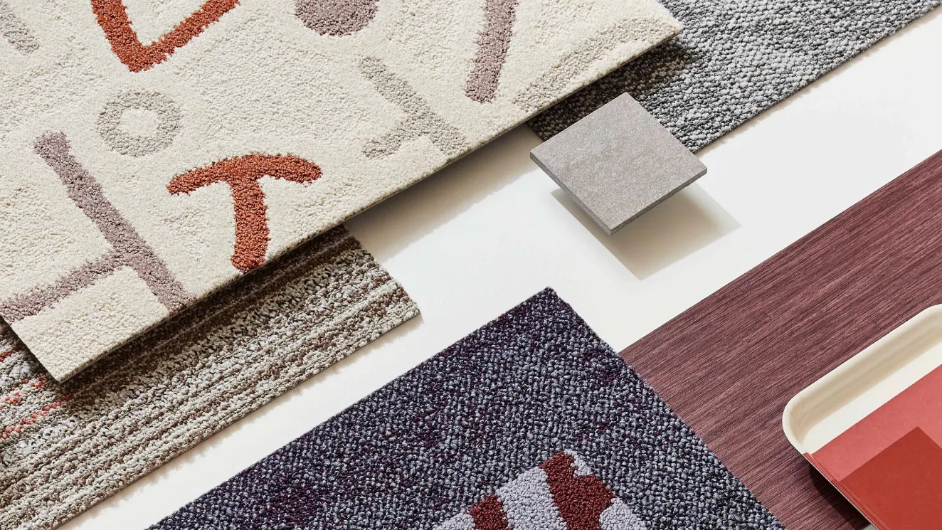 palette of multi-color carpet tiles