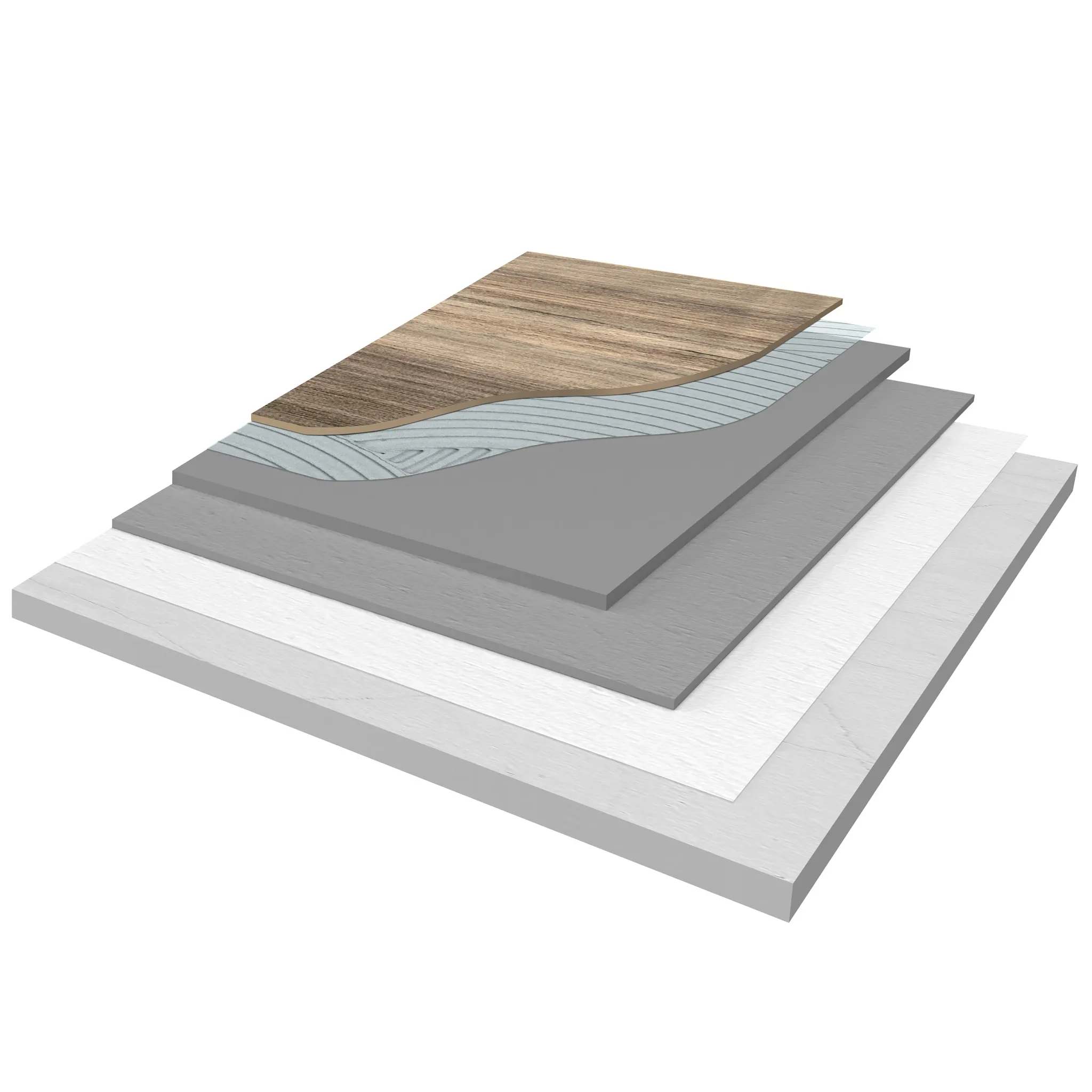 Multi-layer construction of hard surface flooring