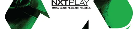 NXT Play Performance Shock Pad Logo NXT Play logo with green recycling symbol and sports imagery
