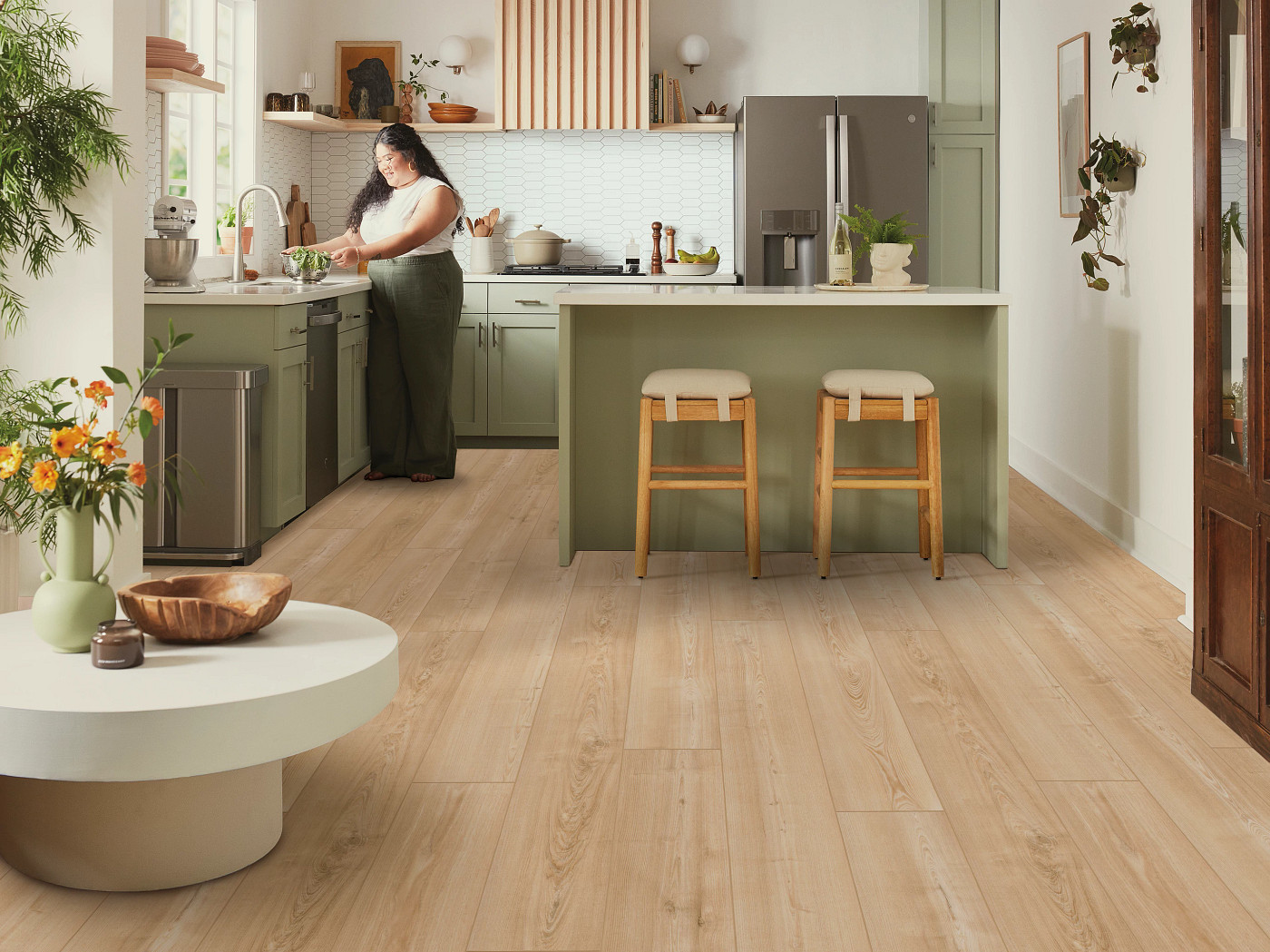 Classic Blonde flooring, shown in a room