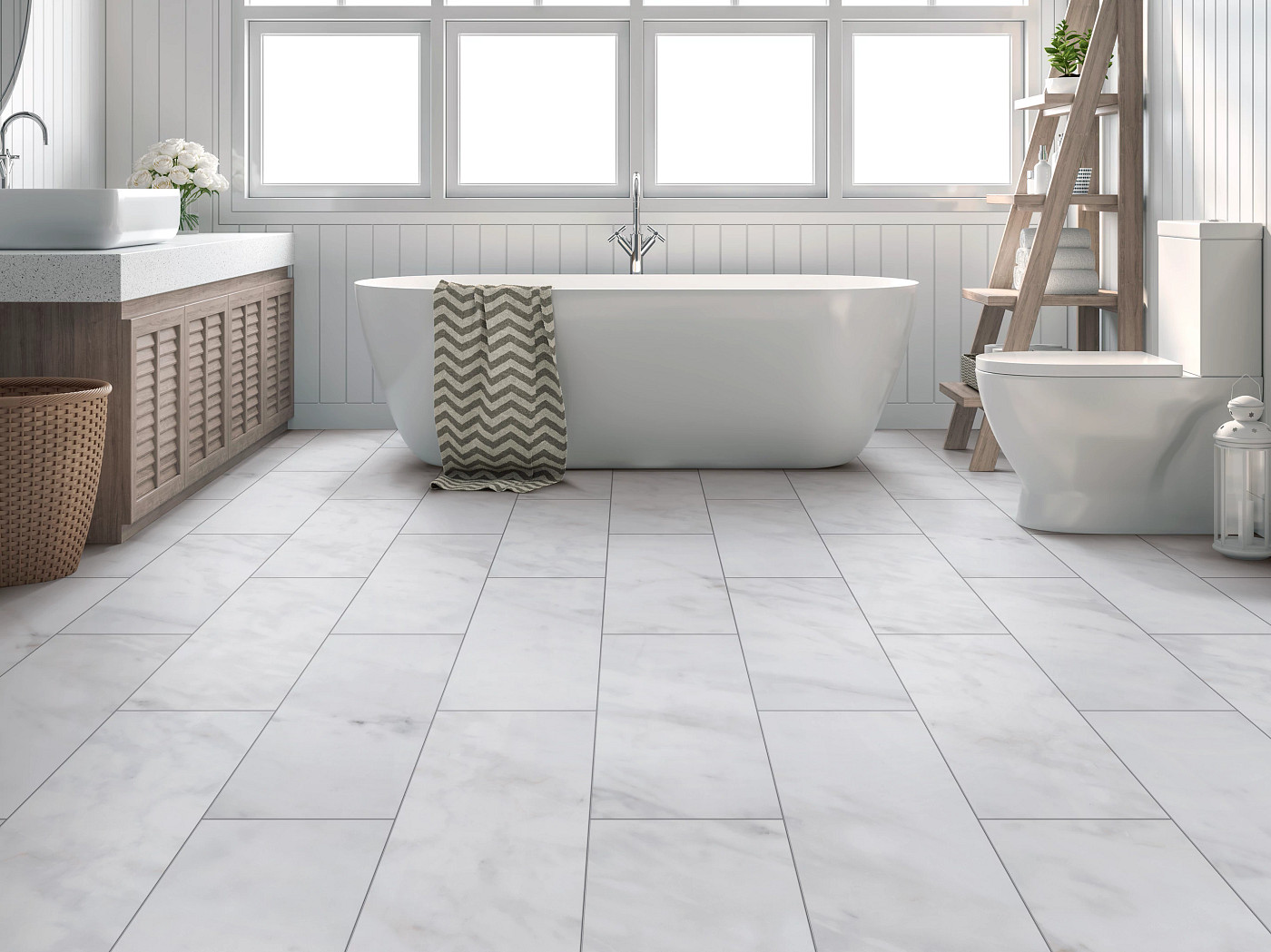 Frosted Pearl flooring, shown in a room