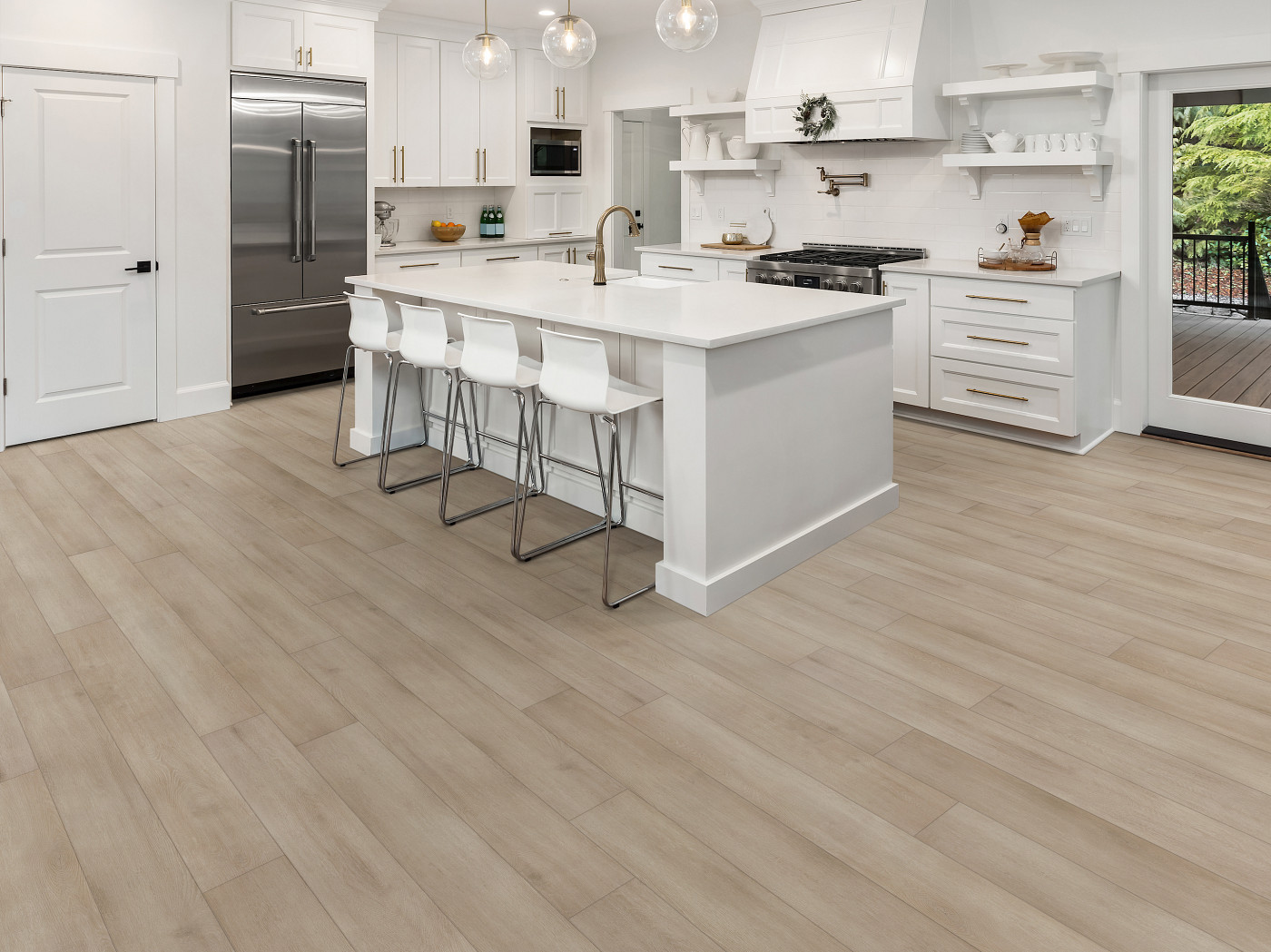 Serene Greige flooring, shown in a room