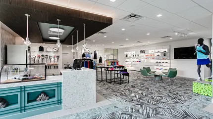 Stylish 9x36 inch carpet tile for retail spaces Retail store with patterned carpet tile flooring
