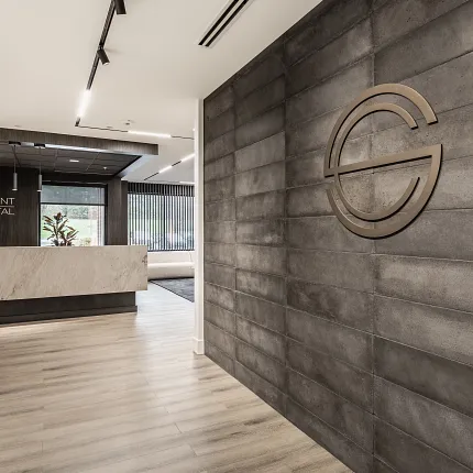 Stylish rigid mineral core flooring for contemporary office spaces Modern workplace reception area with rigid core flooring