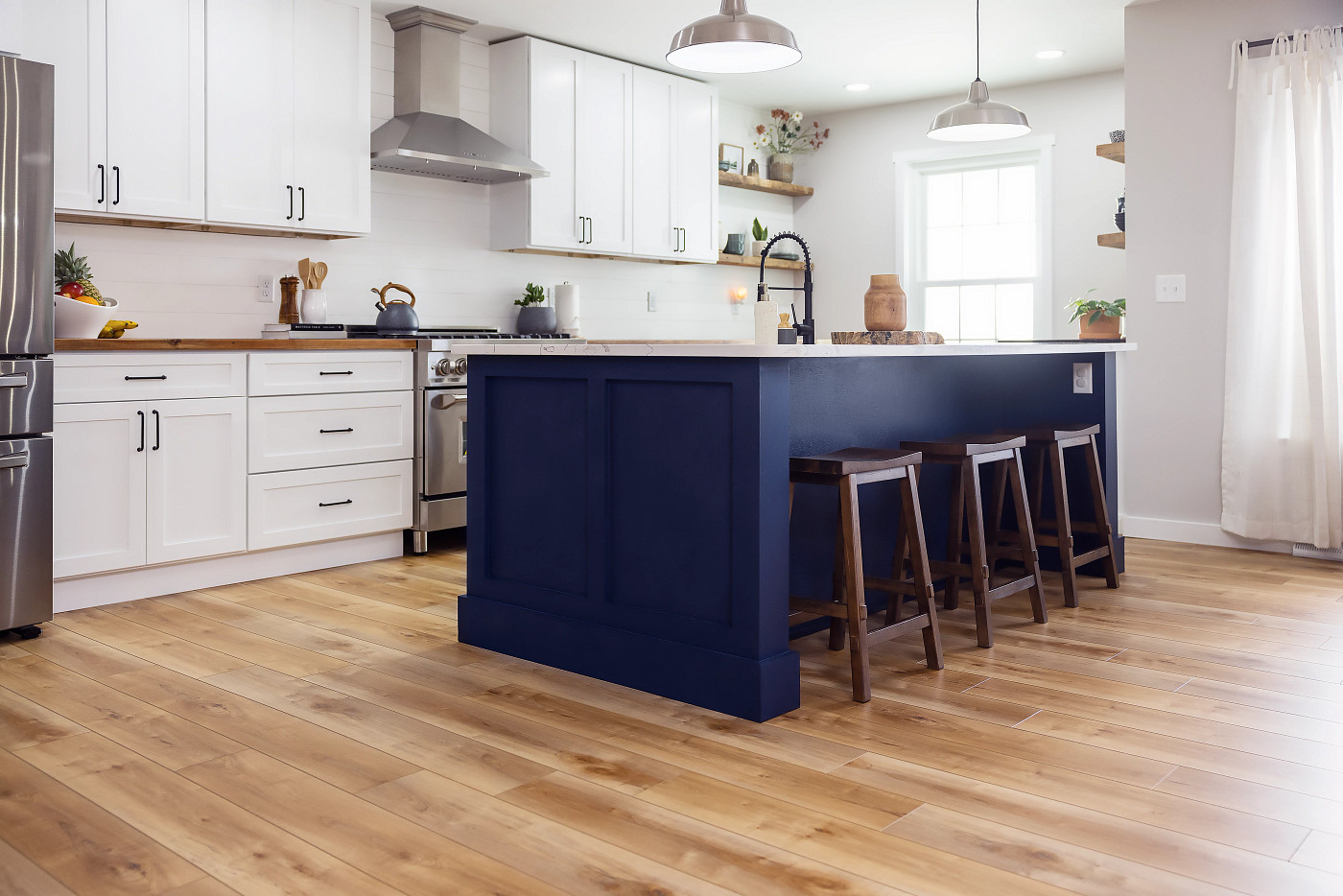 Manila Oak flooring, shown in a room