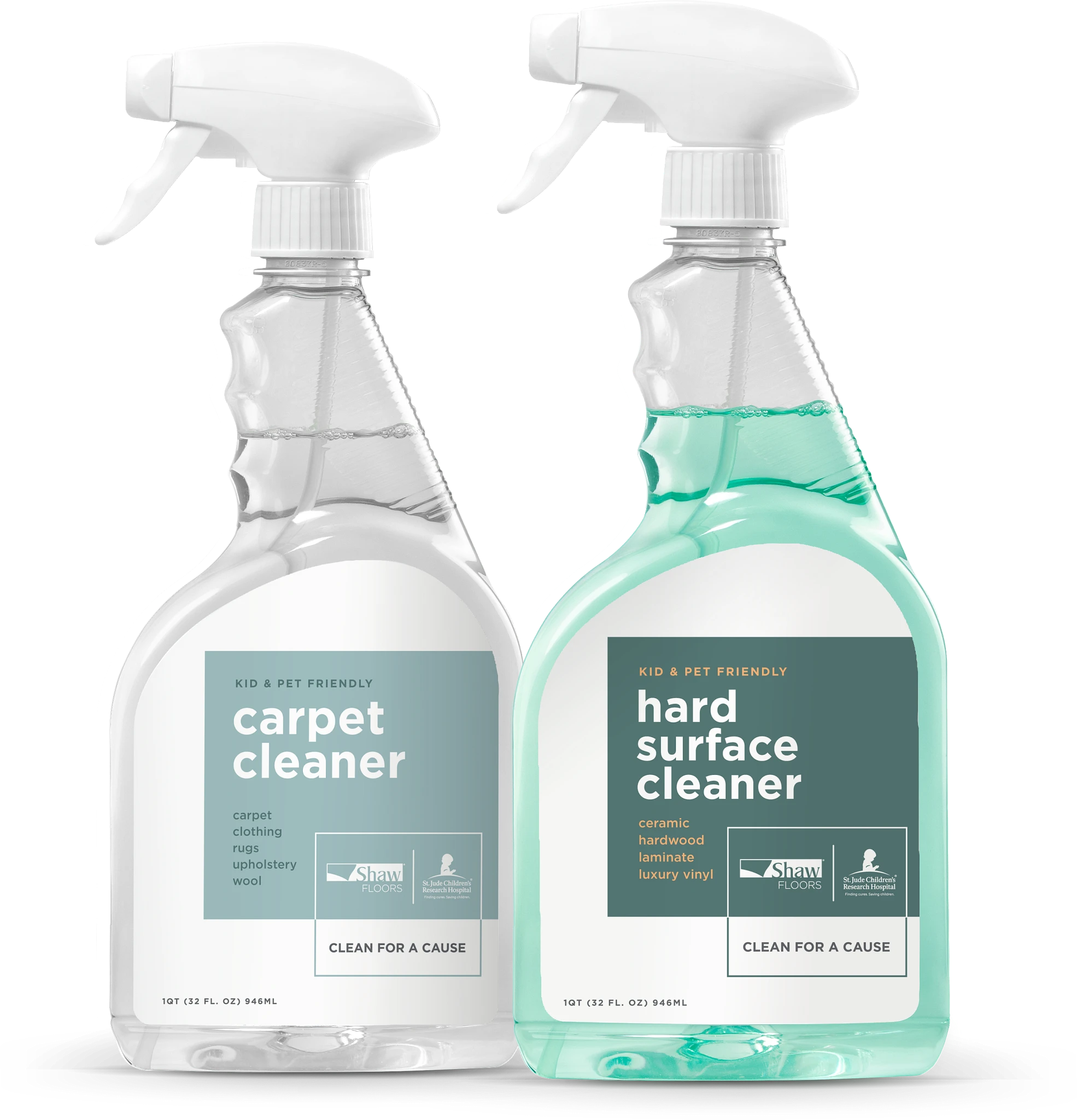 Shaw Floors carpet and hard surface cleaner bottles