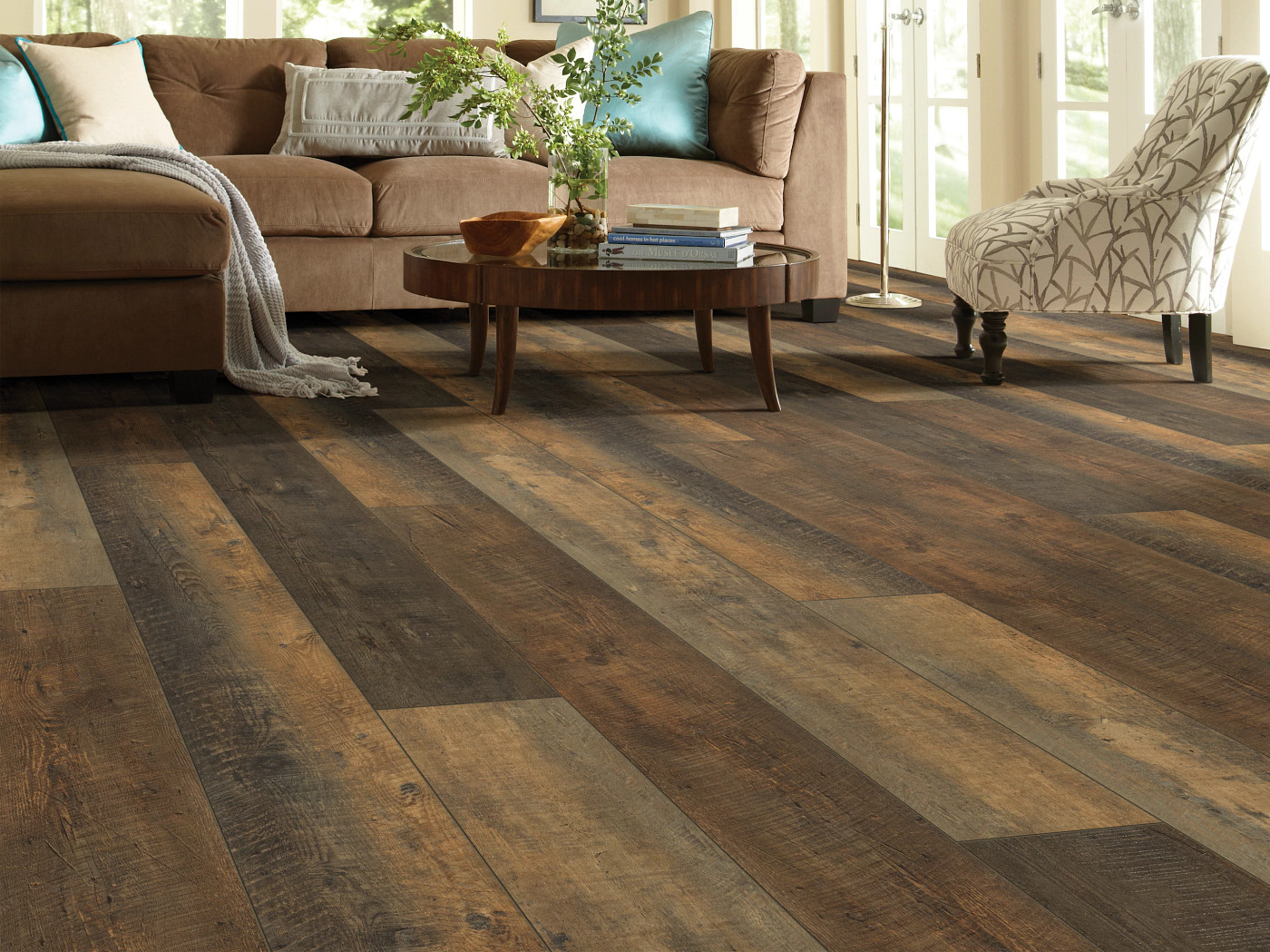 Autumn Barnboar flooring, shown in a room
