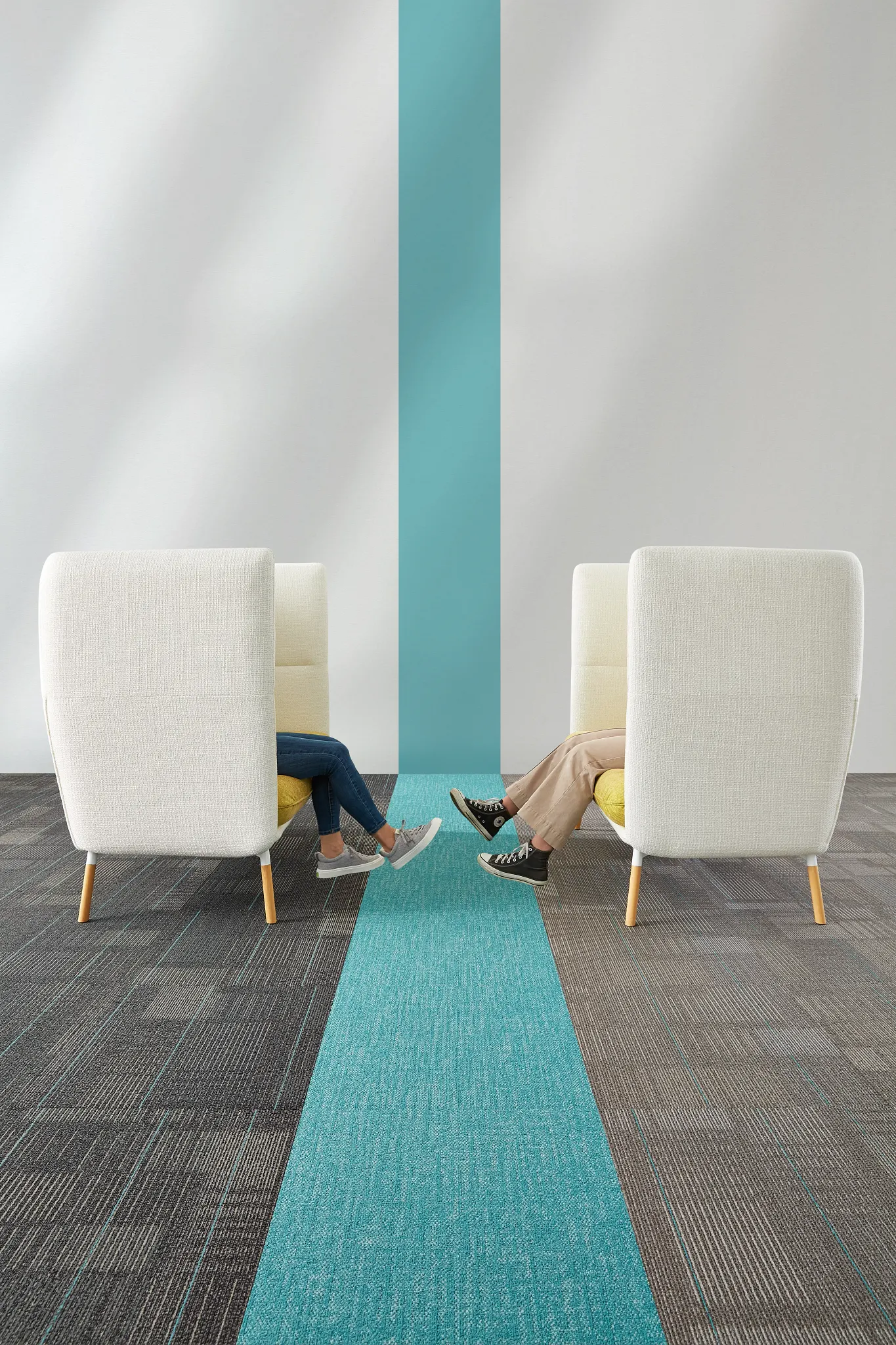 Education Facility with Commercial Carpet Tile in Gray and Turquoise