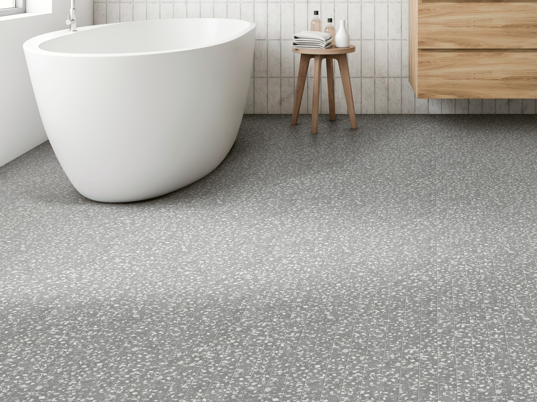 LUXE MODERNE 2"SQ MOS MACHINE AGE GREY ROOM