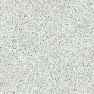A gray vinyl tile floor with a speckled stone look
